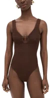 Hunza G Womens Swimsuit Metallic Chocolate
