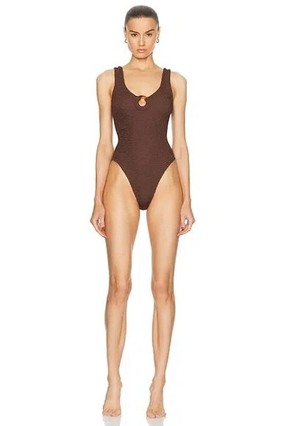 Hunza G Celine One Piece Swimsuit In Metallic Chocolate