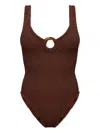 Hunza G Celine Ring Crinkle Swimsuit In Brown