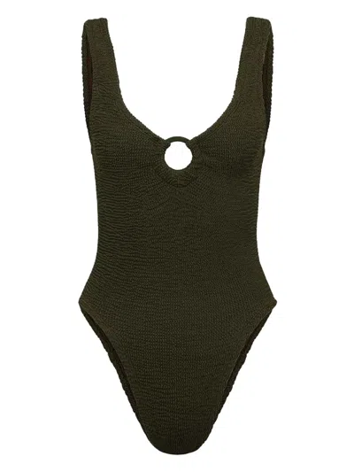 Hunza G Celine Ring-detail Swimsuit In Green