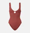 HUNZA G CELINE RING-DETAIL SWIMSUIT