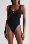 HUNZA G CELINE SEERSUCKER ONE-PIECE SWIMSUIT