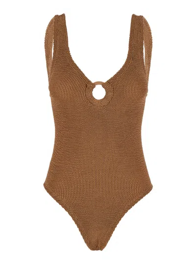 Hunza G Celine Swim Covered Hoops In Brown