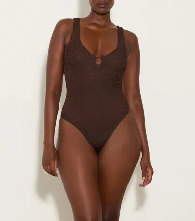 Hunza G Celine Swim Metallic Chocolate In Brown