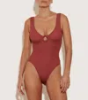 Hunza G Celine Ring-detail Swimsuit In Metallic Rosewood
