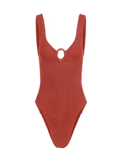 Hunza G Celine Shirred Swimsuit In Rose