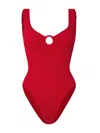 Hunza G 'celine' Red Swimsuit With Cut-out With Ring