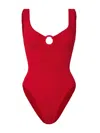 Hunza G 'celine' Red Swimsuit With Cut-out With Ring