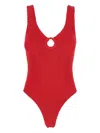 Hunza G Hg Celine Plunge Fab Hoop Swimsuit In Red