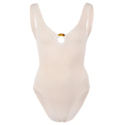 Hunza G Celine Swimsuit | One Size Fit Body Shaping | Crinkle Fabric One-piece | Designer Womens Swimwear |  In Green