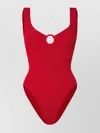 Hunza G 'celine' Red Swimsuit With Cut-out With Ring In Red