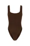Hunza G Chocolate Stretch Nylon Swimsuit In Metallicchocolate
