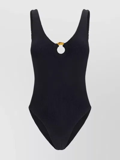 Hunza G Circular Cut-out High-cut Swimsuit In Black