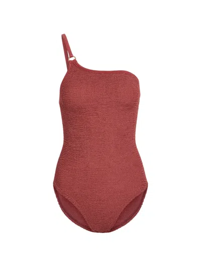 Hunza G Clara One-shoulder Swimsuit In Red