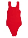 Hunza G Neutral Square Neckline High-cut Swimsuit In Red