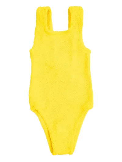 Hunza G Kids' Classic Crinkle Swimsuit In Yellow