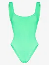 Hunza G Square-neck High-cut One-piece Swimsuit In Green