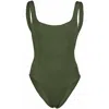 Hunza G Classic Square Neck Swim Metallic Khaki In Green
