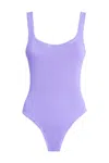 Hunza G Classic Square Neck Swimsuit | One Size Body Shaping | Scooped Back | Crinkle One-piece | Women's Sw In Purple