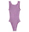 Hunza G Classic Striped Swimsuit In Purple