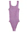 Hunza G Classic Striped Swimsuit In Purple
