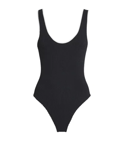 Hunza G Square One-piece Textured Swimsuit In Black