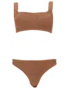 Hunza G Xandra Metallic Cocoa Two-piece Bikini In Brown