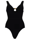 Hunza G Coverage Celine Swim With Fabric Covered Hoop Black In Black