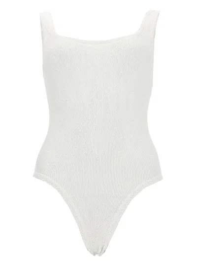 Hunza G Neutrals Square Neck Textured Swimsuit In White