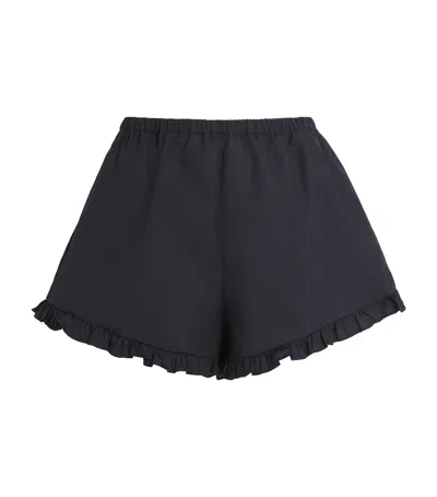Hunza G Cotton Frill Shorts In Black