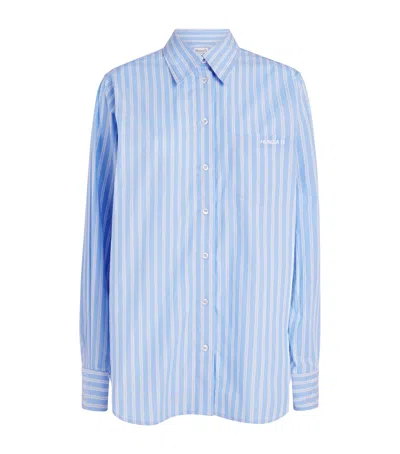 Hunza G Cotton Stripe Cabana Shirt In Blue