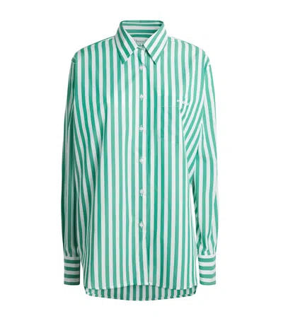 Hunza G Cotton Stripe Cabana Shirt In Green