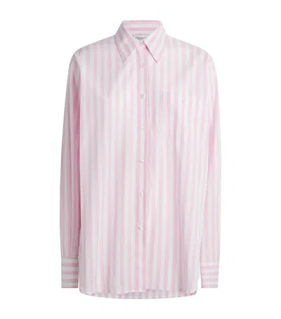 Hunza G Cotton Stripe Cabana Shirt In Pink