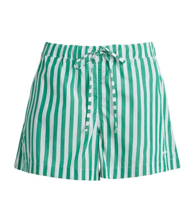Hunza G Cotton Stripe Cabana Shorts In Green