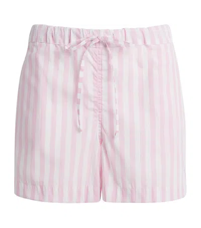 Hunza G Cotton Stripe Cabana Shorts In Pink