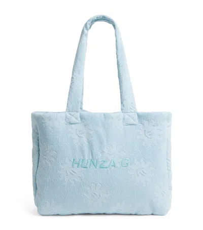 Hunza G Sunny Towelling Beach Bag In Blue