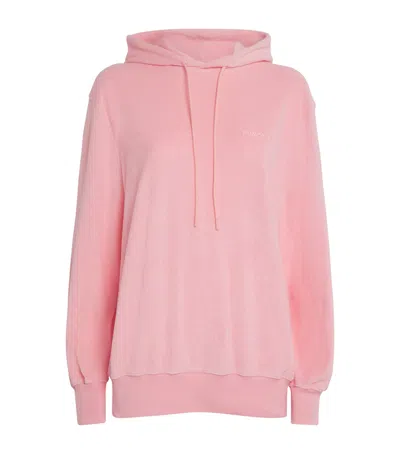 Hunza G Cotton Terry Towelling Hoodie In Pink
