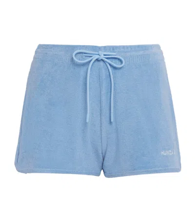 Hunza G Cotton Terry Towelling Shorts In Blue