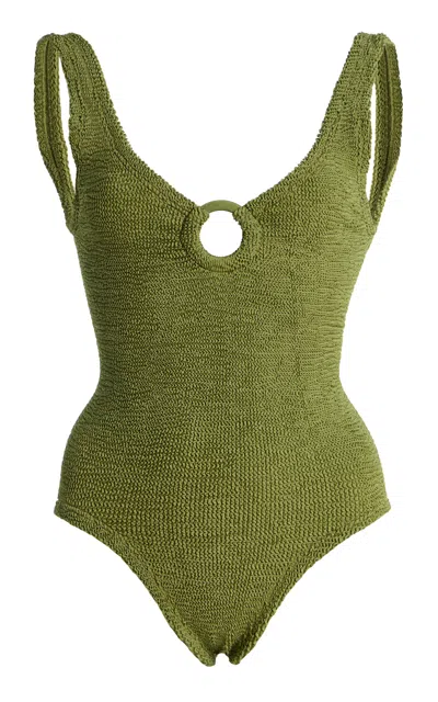 Hunza G Coverage Celine One-piece Swimsuit In Green