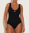 Hunza G Coverage Celine Swim With Fabric Covered Hoop Black In Multi