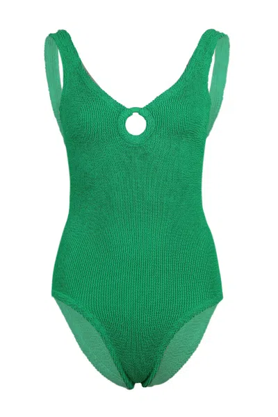 Hunza G Coverage Celine Swim With Fabric Covered Hoop Emerald In Green
