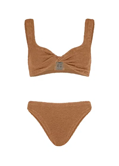 Hunza G Coverage Juno Bikini Metallic Cocoa In Brown