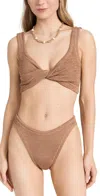 Hunza G Juno Crinkle Twist Two-piece Swimsuit In Brown