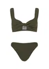 Hunza G Coverage Juno Bikini Metallic Khaki In Green