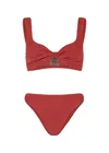 Hunza G Coverage Juno Bikini Metallic Rosewood In Burgundy