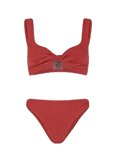 Hunza G Coverage Juno Bikini Metallic Rosewood In Brown