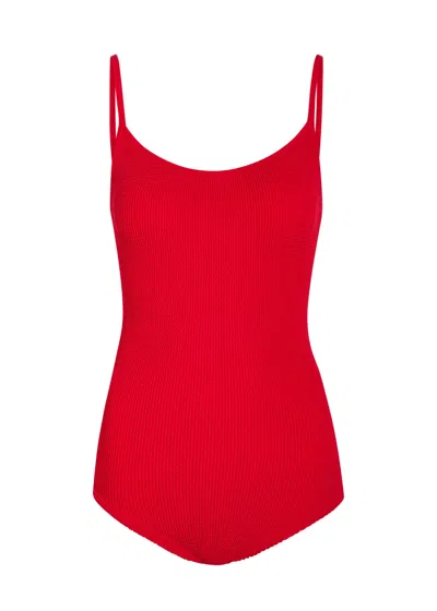 Hunza G Coverage Pamela Crinkle Swimsuit In Red
