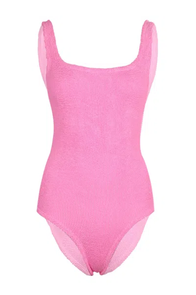 Hunza G Coverage Square Neck Swim Bubblegum In Pink