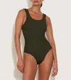 Hunza G Square-neck Swimsuit In Metallic Khaki