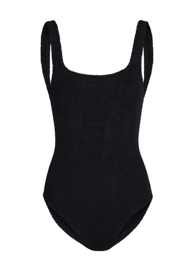 Hunza G Coverage Square-neck Crinkle Swimsuit In Black